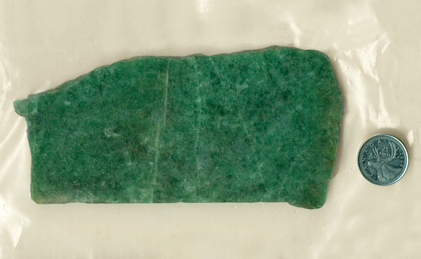 Slab of sparkly Green Aventurine from India, a colorful quartzite with mica inclusions.