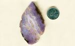 Purple lacy Royal Aztec Agate from Mexico, with a deep color, in a candle-flame shape.